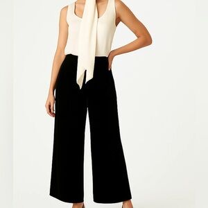 Eileen Fisher pants trousers Petites Black Crushed Velvet Silk Blend Sz PS/PP